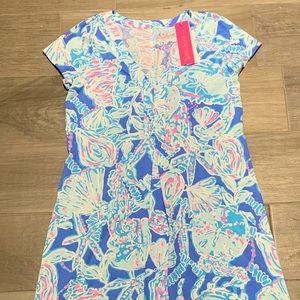 Lilly Pulitzer Amina Cap Sleeve Dress Blue Haven Pop Up Into the Deep